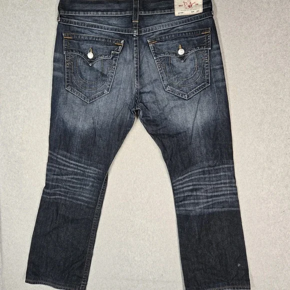 True Religion Men Jeans 38 Blue Denim Billy Flap Bootcut 31