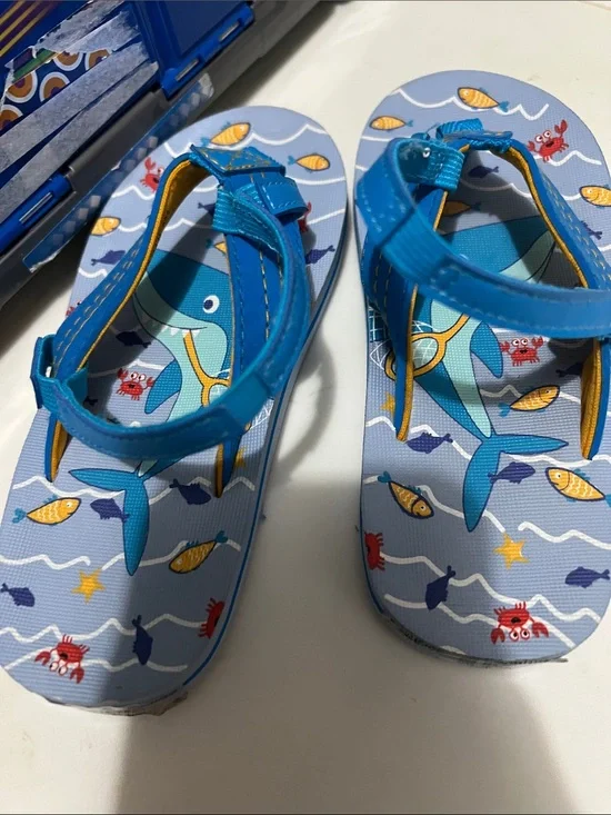 Blue Shark Print Kids Sandals