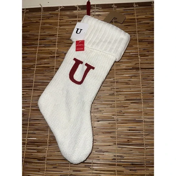 Wondershop White Knit Monogram Christmas Stocking 18