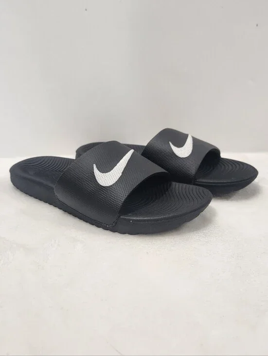 Nike Kawa Black White Slide Sandals Big Kids Size 3Y Unisex