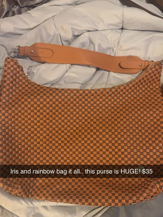 Woven Orange Tote Bag - Classic Check Pattern