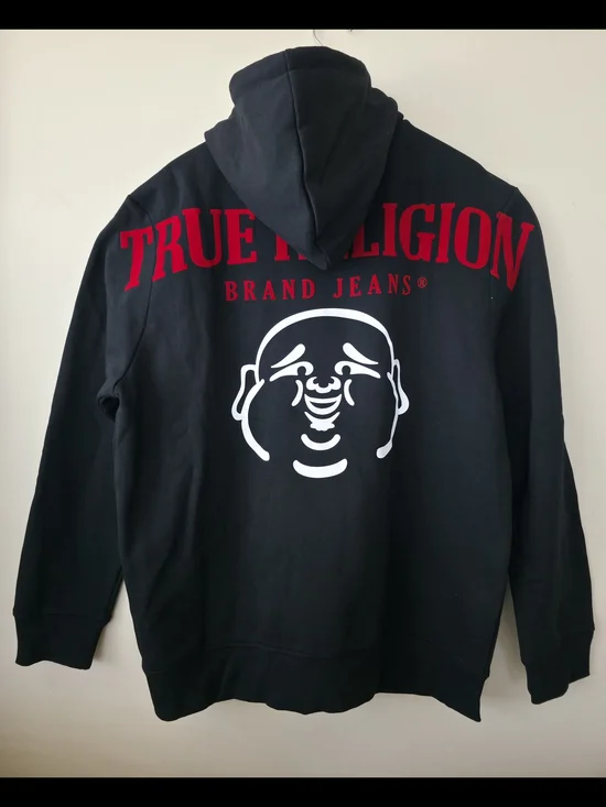 True Religion BUDDHA Zip Up Hoodie  Jet BLACK XL NWT