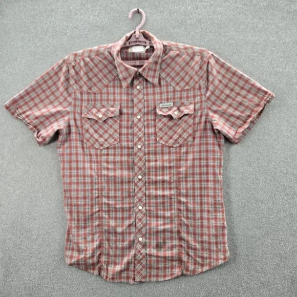 True Religion Men Button Up Shirt XXXL Red‎ Plaid Rocky Western