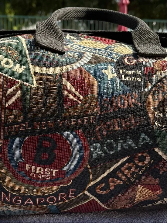 Multicolor Graphic Canvas Duffel Bag - Travel Weekender