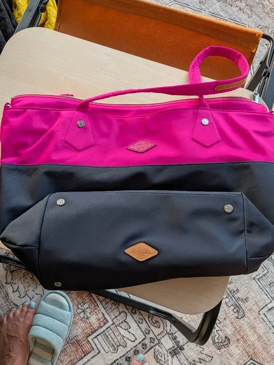 MZ Wallace Large Black/Pink Nylon Work Bag