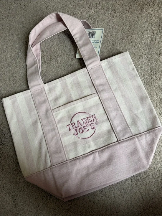 Trader Joe’s Pink Striped Canvas Mini Tote Bag