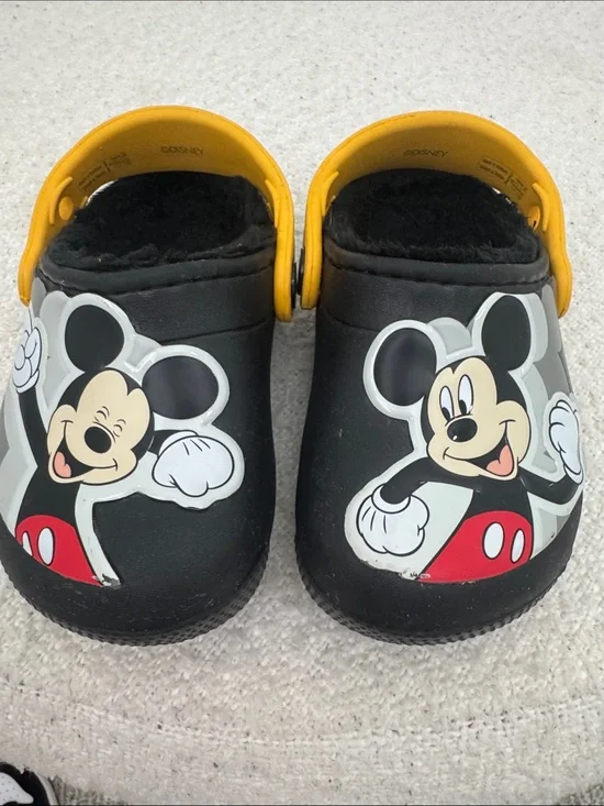Disney Mickey Mouse Black Clog Slippers with Yellow Strap