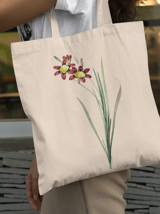 Tricolor Ixia Vintage Floral Print Graphic Canvas Tote Bag