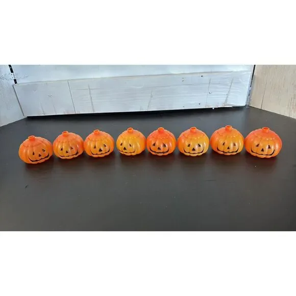 8 Vintage Pumpkin Halloween String Light Covers Replacement  Hard Plastic