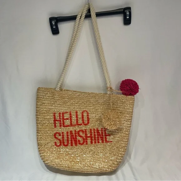 Disney x Junk Food Hello‎ Sunshine Straw Tote Bag Summer Beach Travel Casual