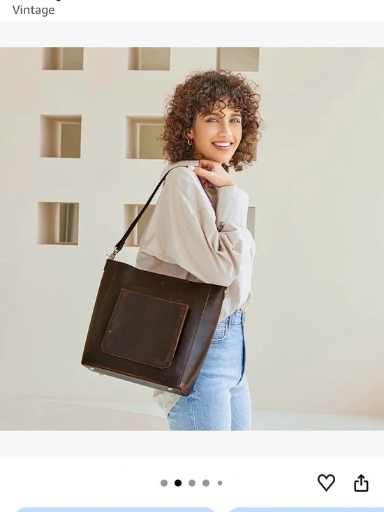 Classic Brown Leather Tote with Front Pocket