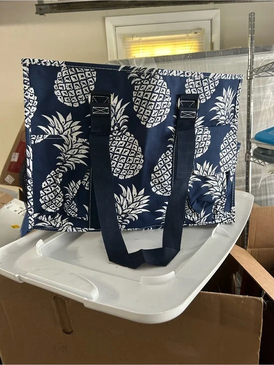 Navy Pineapple Print Tote Bag - Women