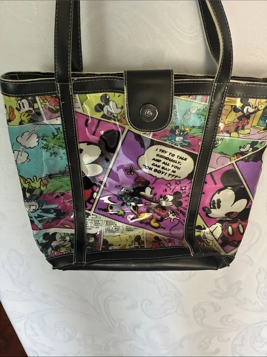 Disney Multicolor Comic-Panel Tote with Black Trim