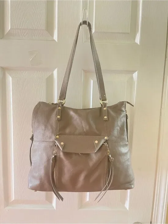 KOOBA leather tote hand bag with gold tone hardwares