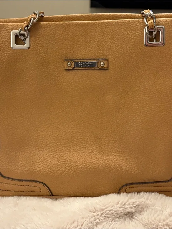 Jessica Simpson Mustard Leather Chain-Handle Tote