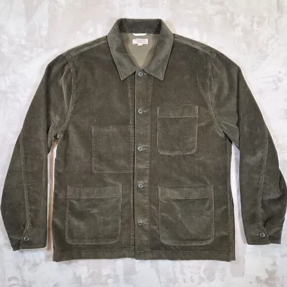 Wallace & Barnes Corduroy Chore Jacket Men’s XL Olive Green Workwear J.Crew