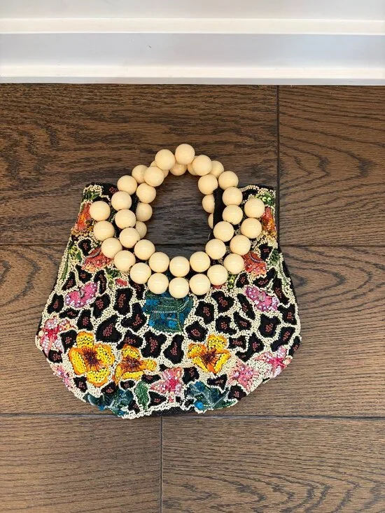 Wood Bead Top Handle Purse by Anthropologie - NWOT - SAMPLE BAG