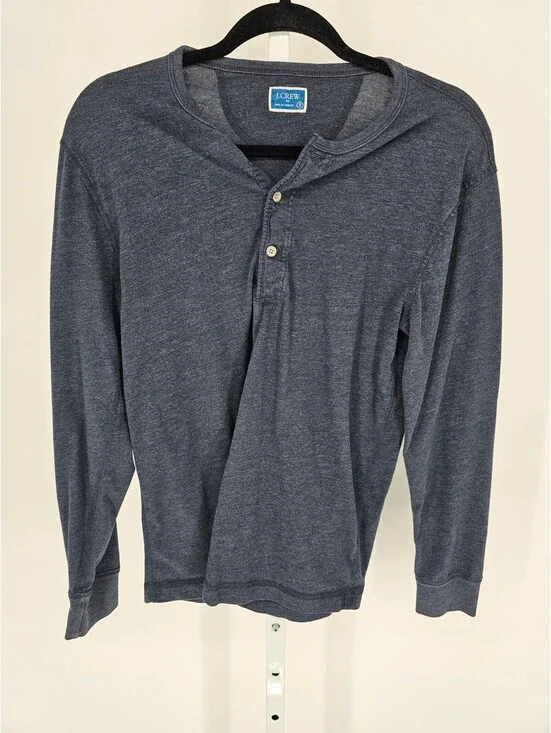 J Crew Mens Sz S Long Sleeve Henley T Shirt Navy Blue