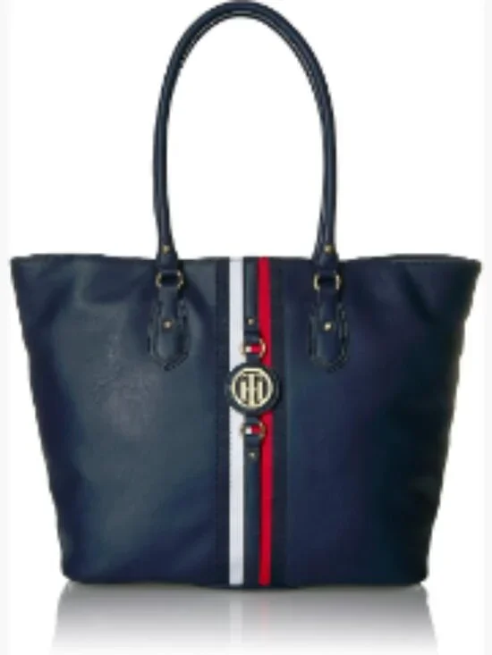 Nylon Tote Bag with Top Zip, Travel Work Handbag with Pockets
