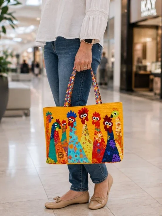 Colorful Quilted Rooster Tote Bag De Colores Christian Gift