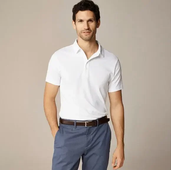 J.Crew Performance Polo Shirt Men XL White Pullover Coolmax Short Sleeve Stretch