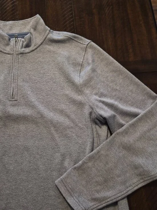 J Crew Pullover Mens Authentic Fleece Quarter Zip Blue Sweatshirt Large G333