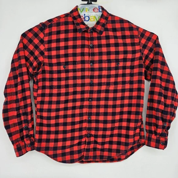 J Crew Shirt Mens XL Red Black Flannel Check Long Sleeve Button Up‎ Casual