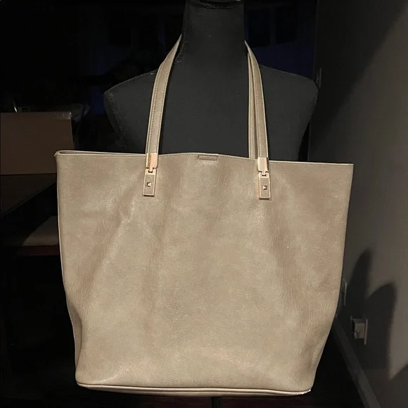 Elegant Sage Green Faux Suede Tote Bag OS