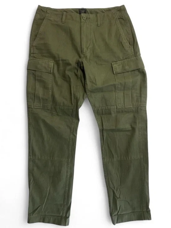 J.Crew Men's Olive Army Green Cargo Trousers Cotton Ripstop 1040 Size W31 L32