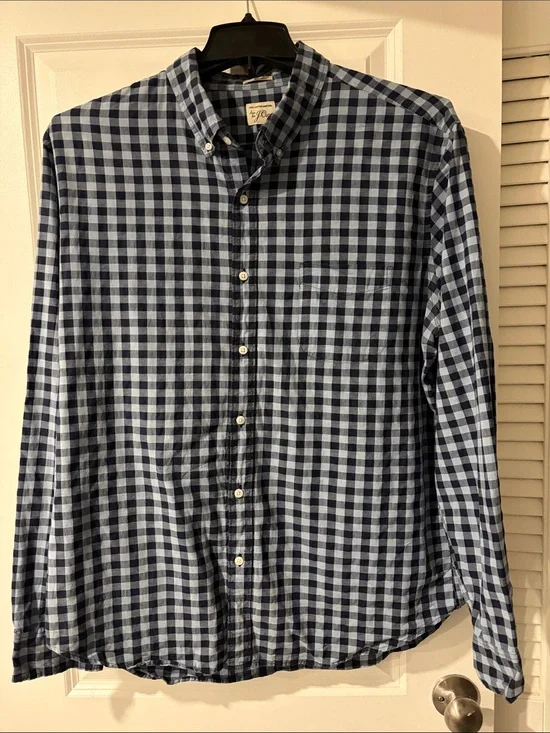 J. Crew Men's Blue Gingham Button-Down Shirt