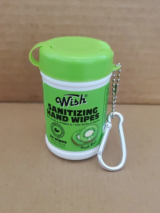 Wish Sanitizing Hand Wipes Keychain Container - Clip NWOT