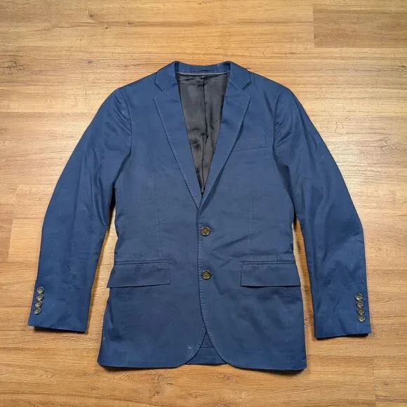 J Crew Ludlow Blazer Mens 34S Blue Slim Fit Sport Coat Larusmiani Cotton