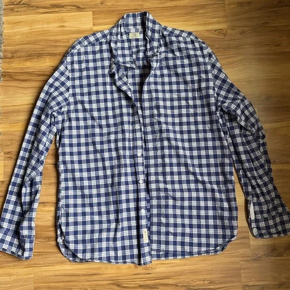 J. Crew Navy and White Checkered Shirt