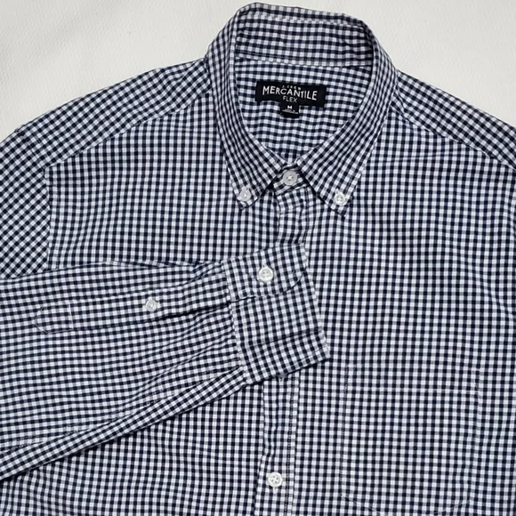 J. Crew Mercantile Flex Black White Gingham Long Sleeve Button Up Shirt Medium
