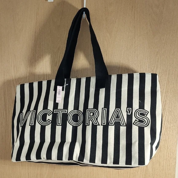 Victoria K Monochrome Striped Tote