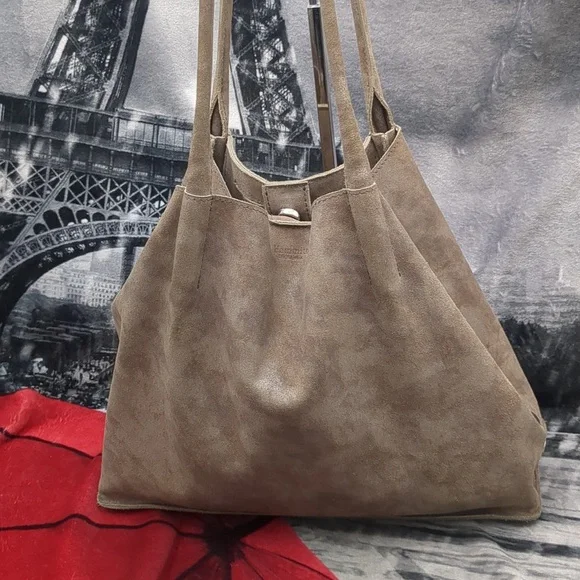 Hammitt Oliver Suede Grommet Stud Pewter/Metallic Tote Bag