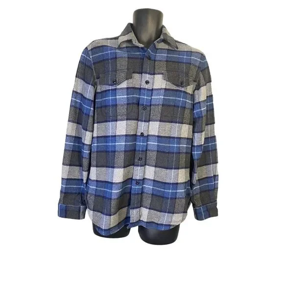 J.Crew Wallace & Barnes Mens Plaid Heavyweight‎ Flannel Button Up Shirt Small