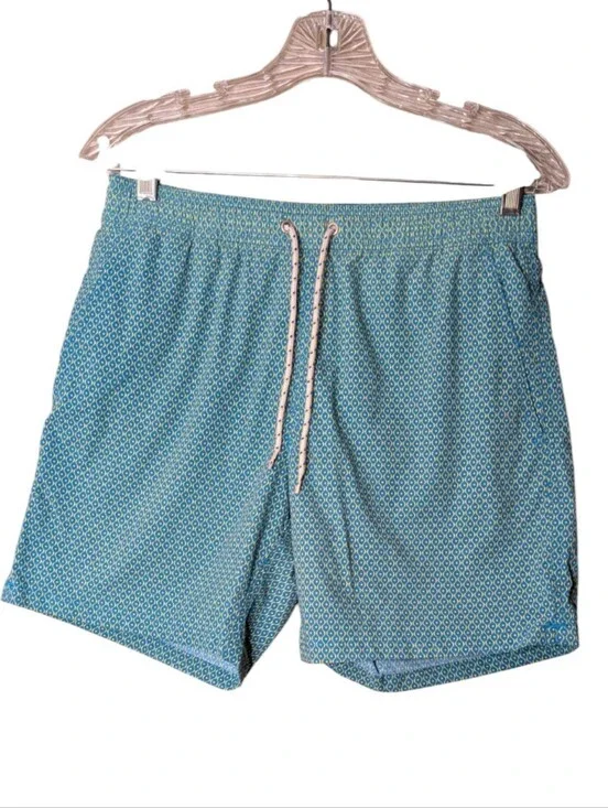 NWT J.Crew Swim Trunks Geometric Geo Print Aqua Blue  BN554 size Small beach