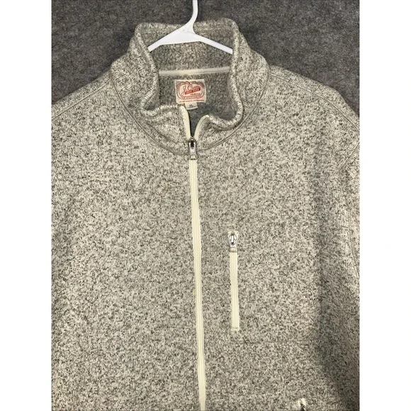 VTG J. CREW Men's Full-Zip Long-Sleeve Sweater XL Tan Gray Fleece‎