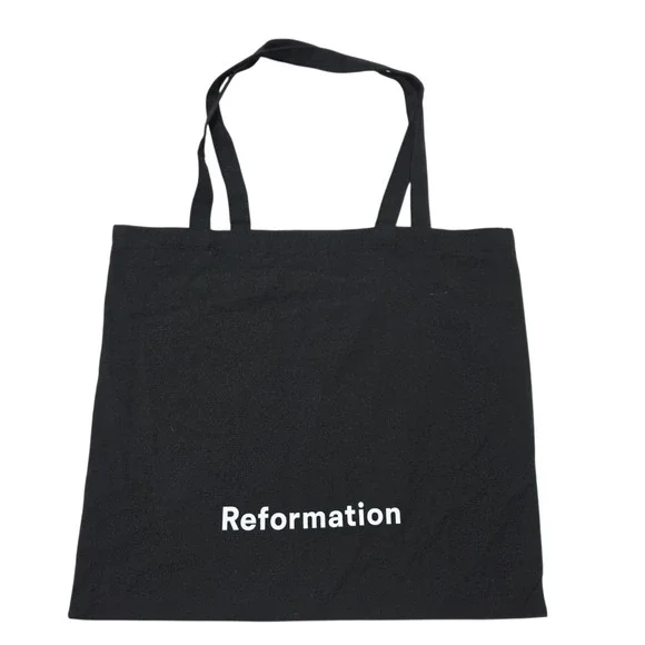 Reformation Black Canvas Tote Bag Reusable Shopping Bag Everyday‎ Carryall