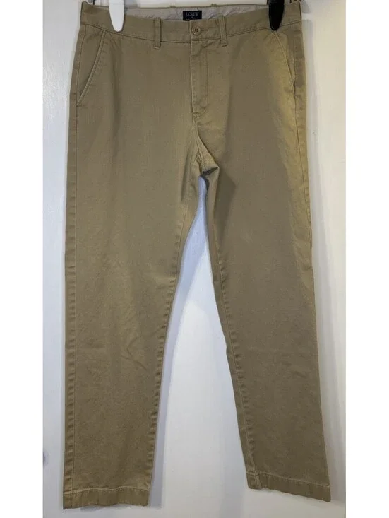 J Crew The Sutton 33X32 Tan Men's Chino Pants Flat Front Casual