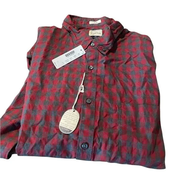 J. Crew Red and grey Buffalo Plaid Button-Down Shirt new with tags size XL