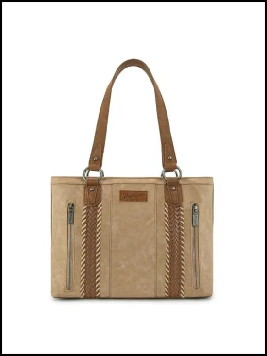 Western Distressed Faux Leather Tote Bag Multi Pockets Shoulder Handbag