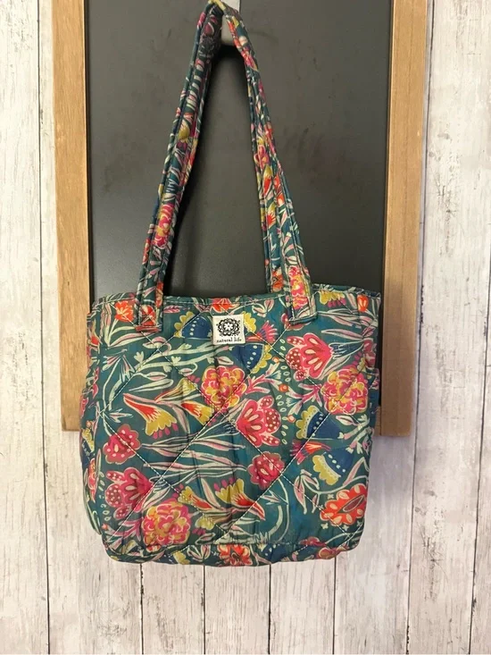 Natural Life Floral Quilted Shoulder Bag, Zip Closure, Pockets