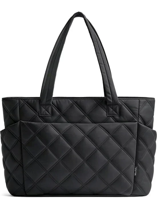 Lightweight Quilted Tote Bag for Women, Puffer Work Bag with Compartments