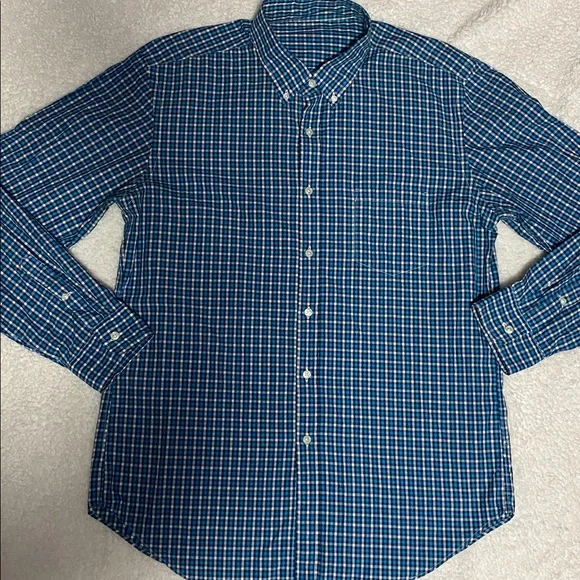 J.Crew Mens size large blue plaid button down long sleeve shirt