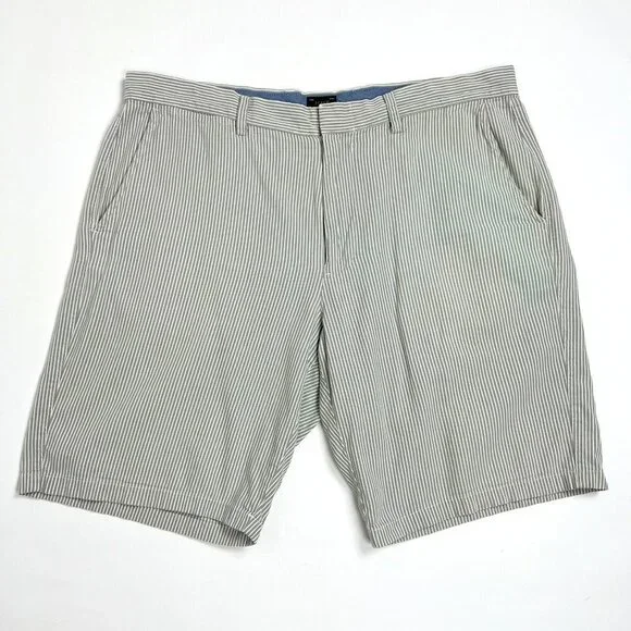 J. Crew Shorts Men's Size 36 Grey White Striped Flat Front Club Bermudas