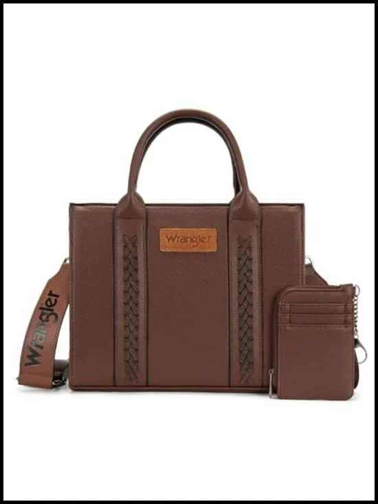 Faux Leather Tote Handbag Satchel with Detachable Strap and Card Holder
