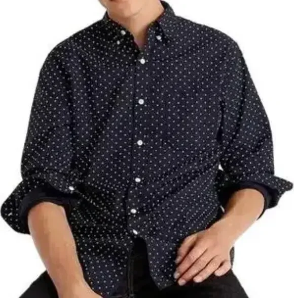 J. Crew Secret Wash Cotton Poplin Shirt Button Down Classic Fit Stretch Green LT