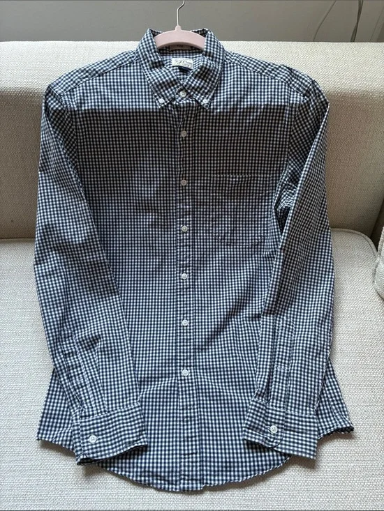 J. Crew Navy & White Gingham Button-Down Shirt